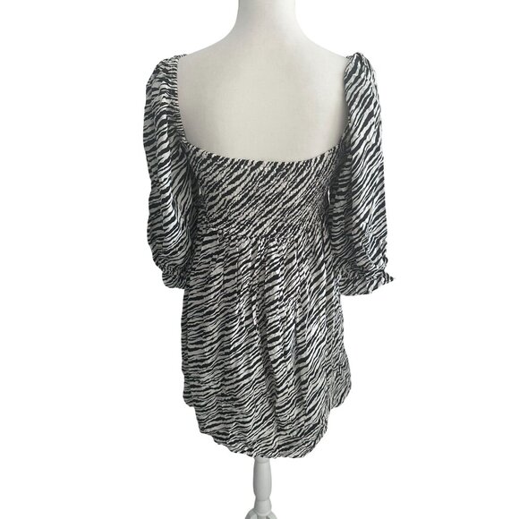 FAITHFULL THE BRAND Zebra Print Smocked Empire Waist Dress Size US 6 - Picture 6 of 9